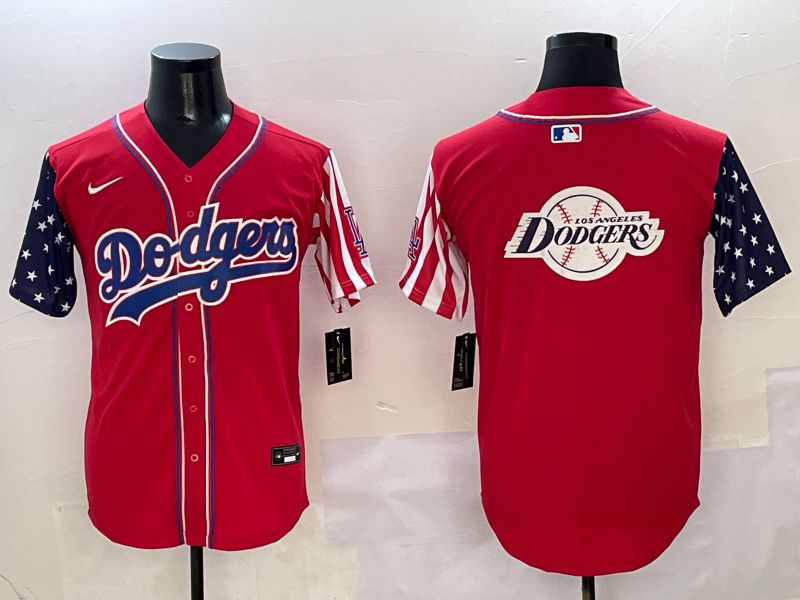 Men Los Angeles Dodgers Blank Red a generation of national flags Joint name 2025 Nike MLB Jersey style 33